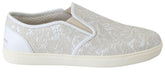Dolce & Gabbana White Leather Lace Slip On Loafers Shoes -   -  Dolce & Gabbana.